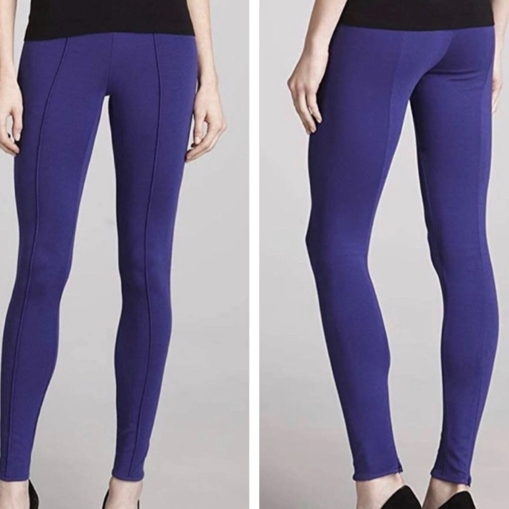 Theory Purple Kiestan Classical Skinny Leggings Seam Zipper Details